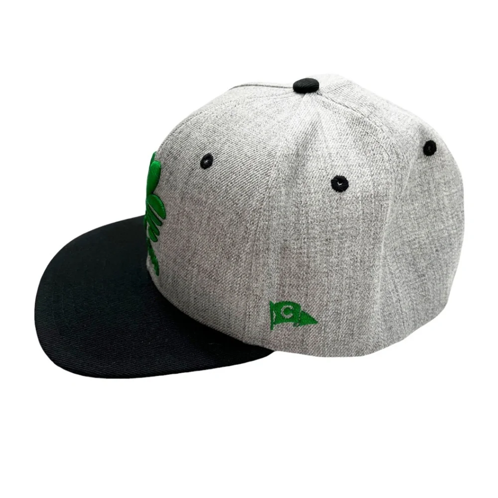 NWOT Boston Shamrock 3D Embroidered Flat Brim Hat Wool Blend Snapback